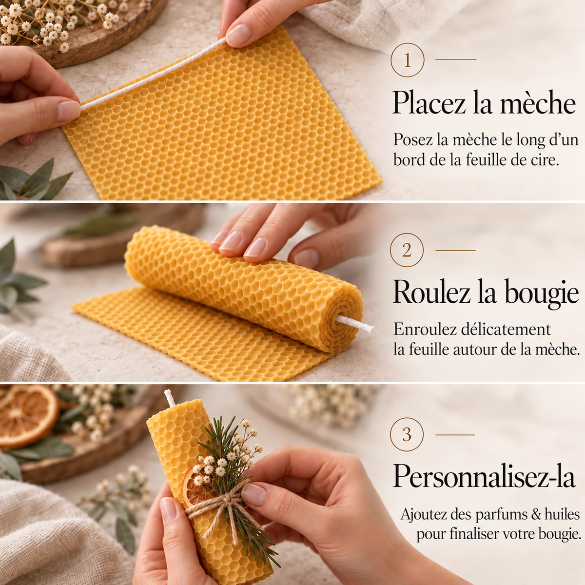 MyCandleKit™ – Kit Bougies en Cire d’Abeille – 12 Couleurs