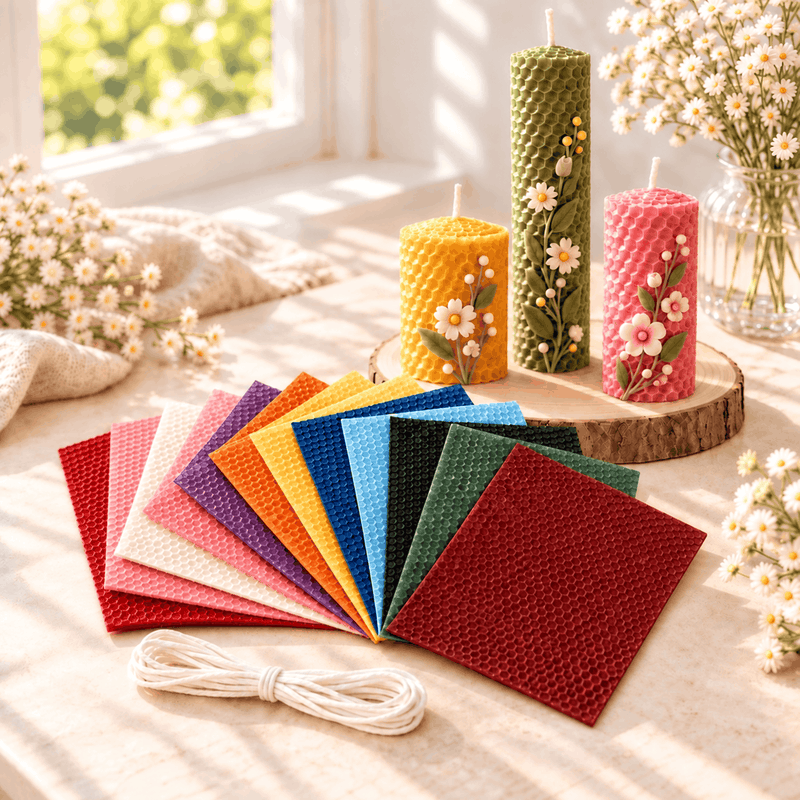 MyCandleKit™ – Kit Bougies en Cire d’Abeille – 12 Couleurs